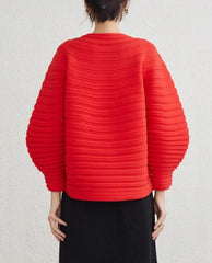 Thick Pleats Balloon-Sleeve Top