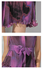 Luxury Pleated High-Neck Dress