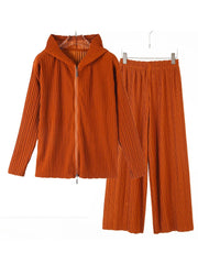 Couture Plissé Pleated Hoodie & Flared Trousers