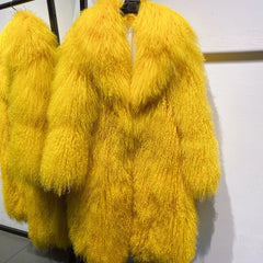 Unisex Oversized Mongolian Curly Lamb Fur Coat