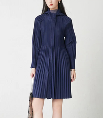 Elegant Pleated Hooded Coat