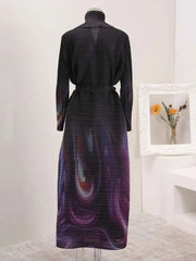 Truly Pleated Swirl Long Coat