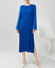 Luxury Pleated Bell Sleeve Dress