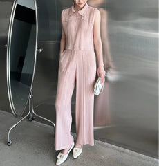 Plissé Wide-Leg Pants