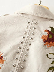 Alexandra Floral Embroidered Soft Leather Jacket