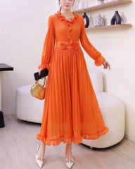 Luxury Pleated Petite Midi Dress
