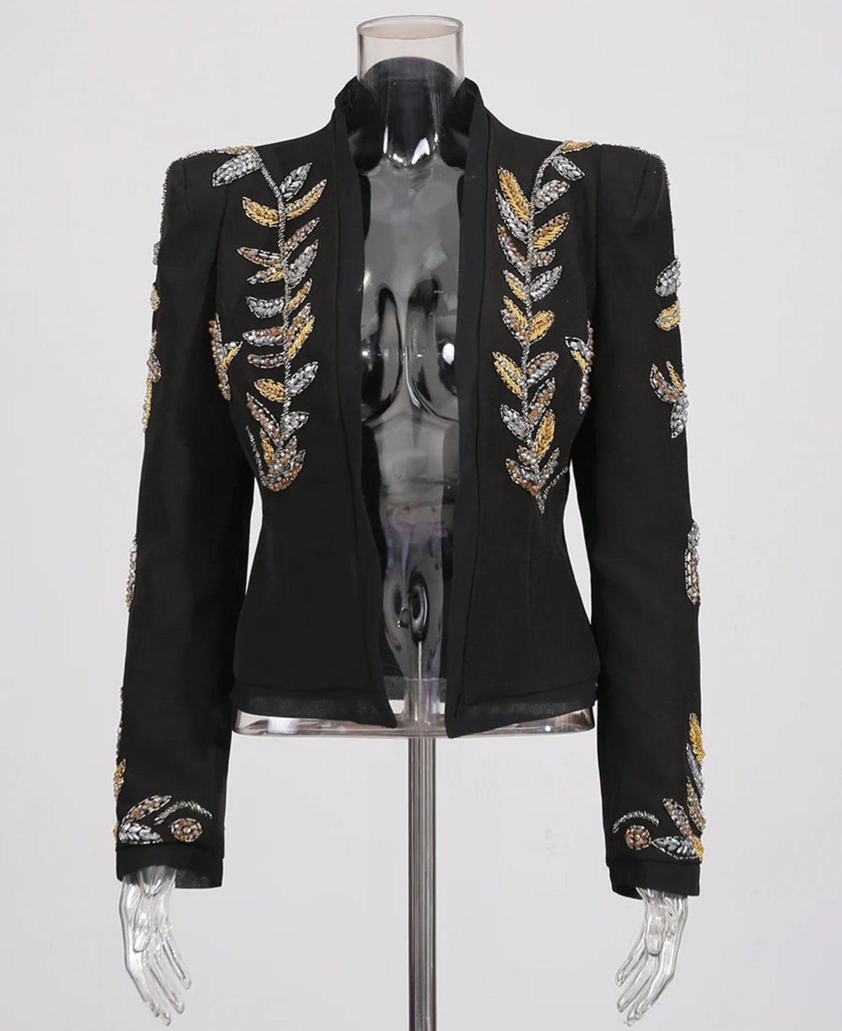 Luxury Beaded Metallic Blazer