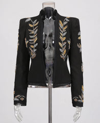 Luxury Beaded Metallic Blazer