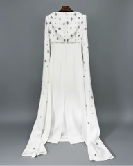 Luxury Formal Crystal Cape Dress