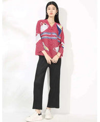 Luxury Plissé Patterned Blouse