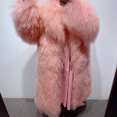 Unisex Oversized Mongolian Curly Lamb Fur Coat