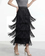 Luxurious Pleated Tassel Skirt