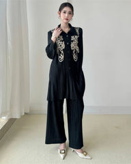 Luxury Petite Embroidered Pleated Set