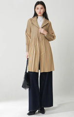 Elegant Pleated Hooded Coat