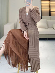 Plissé Lightweight Geometric Coat