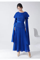 Maxi Pleated Skirt & Dolman Sleeve Top