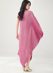 Luxury Pleats Asymmetric Cape Dress
