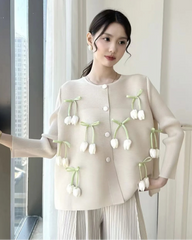 Luxury Pleated Cardigan Top