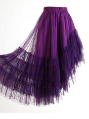 Asymmetric Tiered Tulle Ruffle Skirt