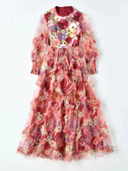 Floral Ruffle Midi Dress | Romantic Gown