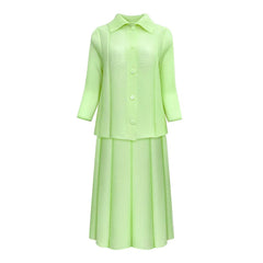 Pleated Set Top & Pull-On Skirt