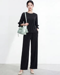 Couture Plissé Top & Dressy Pant Set