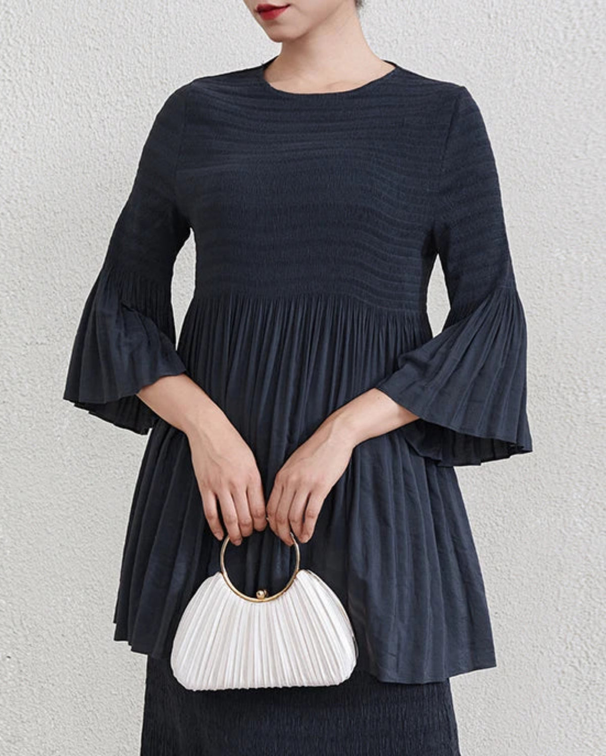 Luxury Pleats Flared-Cuff Top
