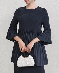 Luxury Pleats Flared-Cuff Top