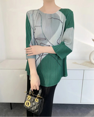 Luxury Abstract Pleated Top