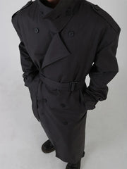 Men's Phantom Black Oversized Streetwear Long Coat