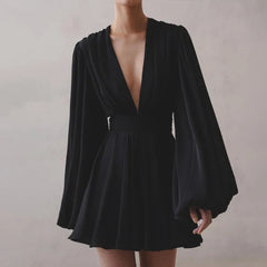 Statement Mini Dress - Puffed Batwing Split Sleeves