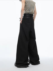 Designer Black Baggy High-Waist Pants