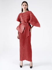 2-Piece Plissé Cape Dress