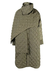 Luxury Diamond-Quilted Scarf Coat