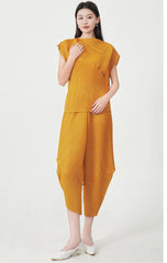 Luxury Geometric Plissé Trousers Set