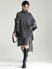 HEYFANCYSTYLE DuoLayer Knit & Shawl Dress