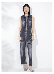 Plissé Pleated Denim-Inspired Pants Set