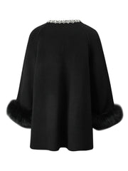 Luxury Woolen Faux Fur Coat
