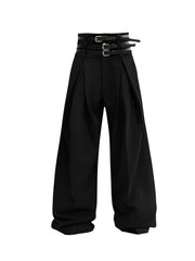 Designer Black Baggy High-Waist Pants