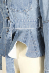 Avant-Garde Peplum Denim Jacket