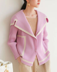 Pleated Shawl-Collar Cardigan