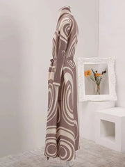 Luxury Plissé Geometric Long Coat
