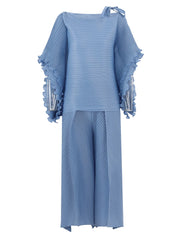 Plissé Pleated Dramatic Sleeve Top & Pants