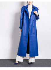 Women's Luxe Vegan Faux Leather Trench Coat