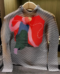 Luxury Abstract Plissé Top