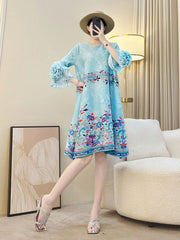 Luxe Plissé Floral Ruffle Dress