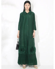 Plissé Flared Sleeve Maxi Dress