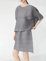 Plisse Relaxed Fit Blouse & Skirt