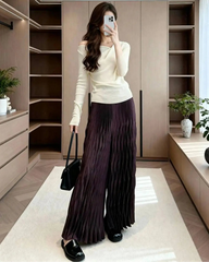 Plisse Fluid Wide-Leg Pant