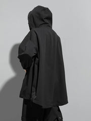 Sculptural Black Oversized Windbreaker Jacket